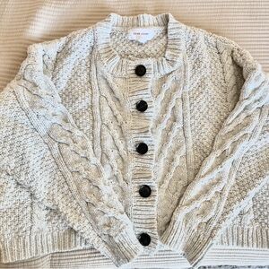 Dear John Women's Light Gray Cable Knit Cardigan